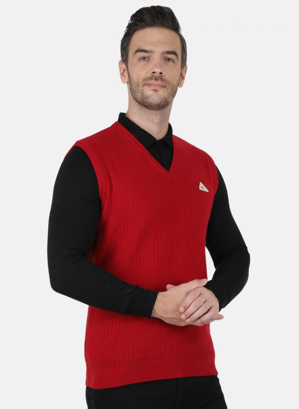 Men Maroon Solid Sweater