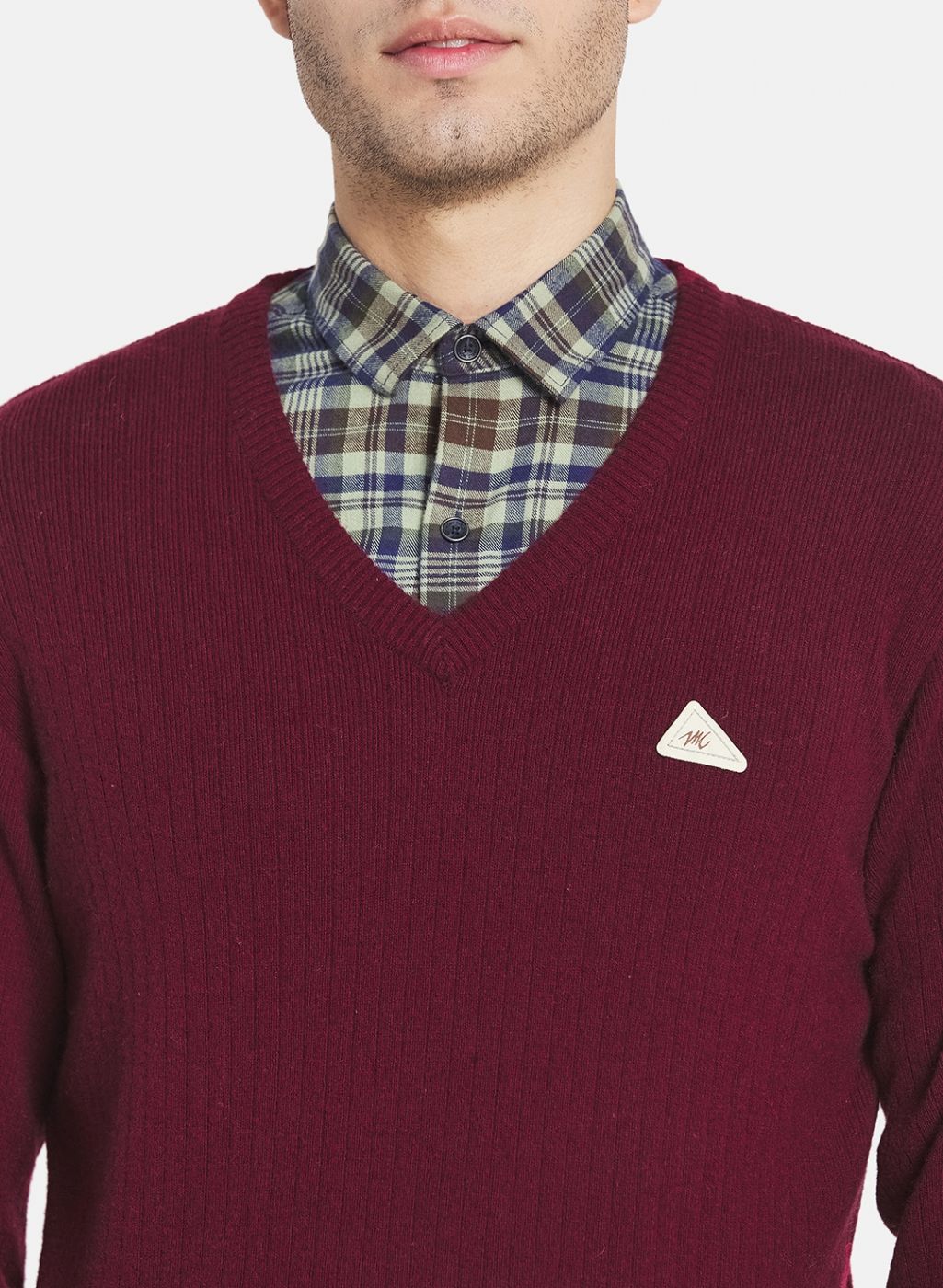 Men Maroon Solid Pullover