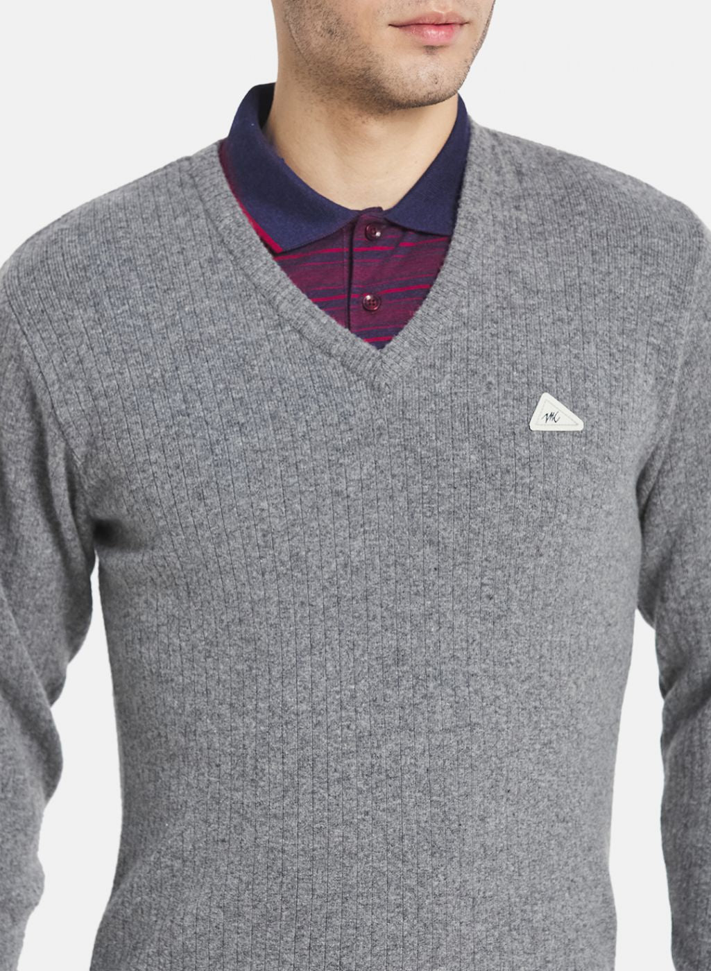 Men Grey Solid Pullover