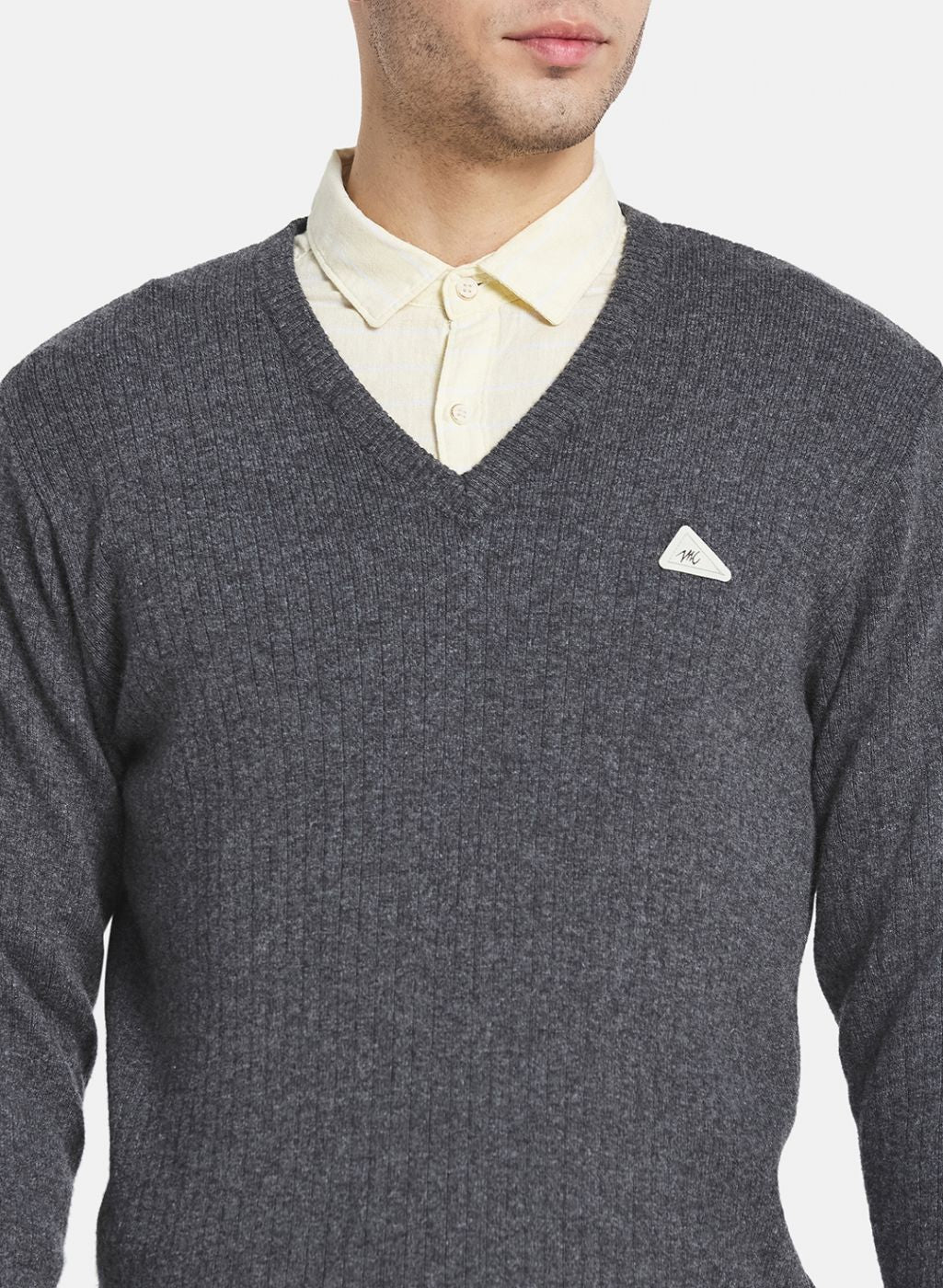 Men Grey Solid Pullover