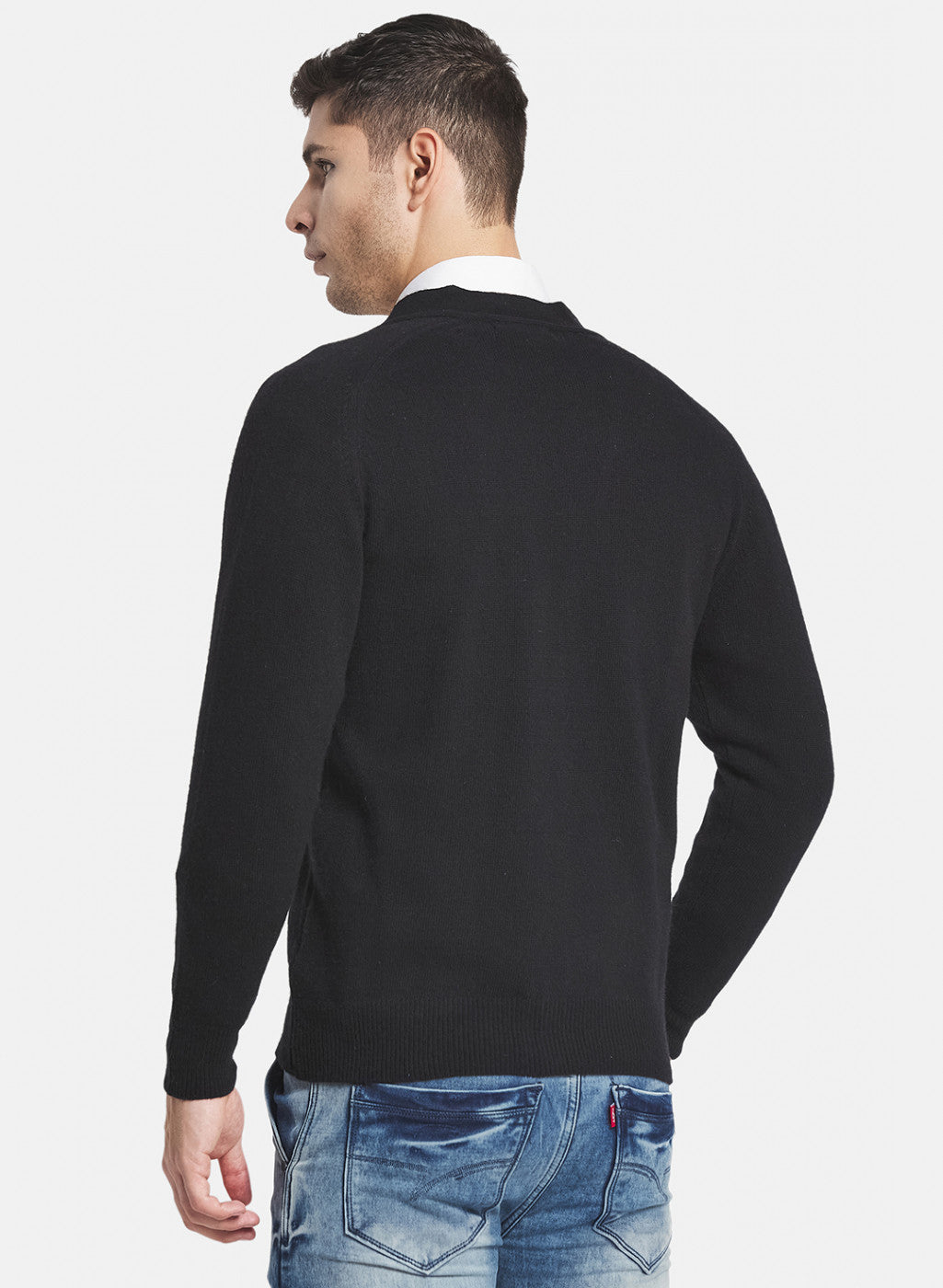 Men Black Solid Cardigan