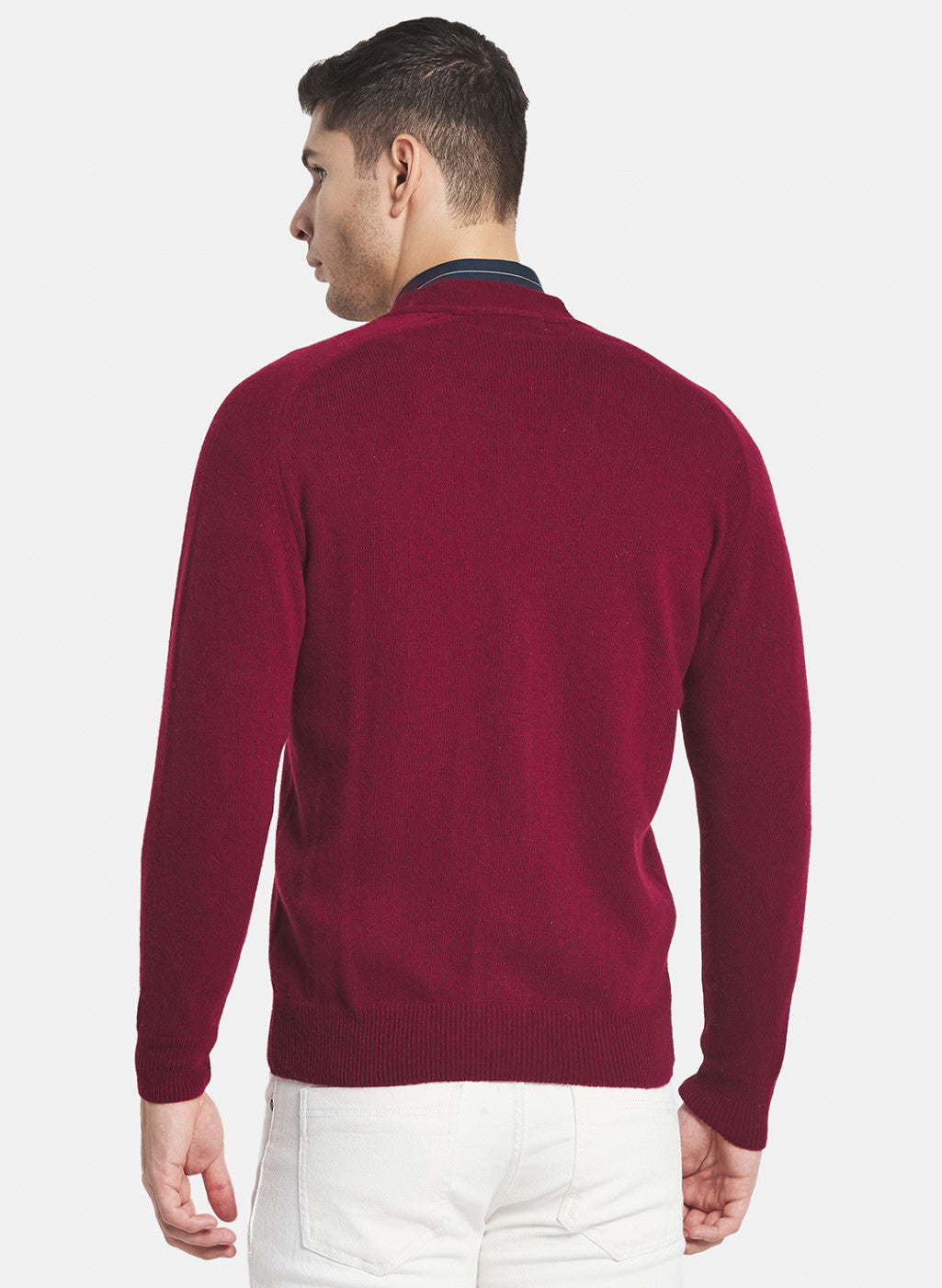 Men Maroon Solid Cardigan