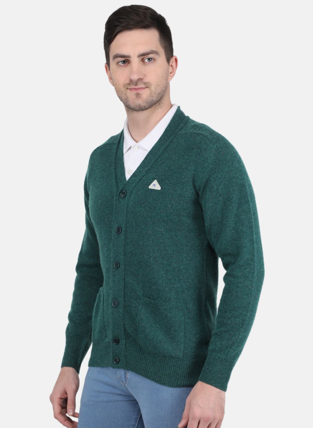 Men Green Solid Cardigan