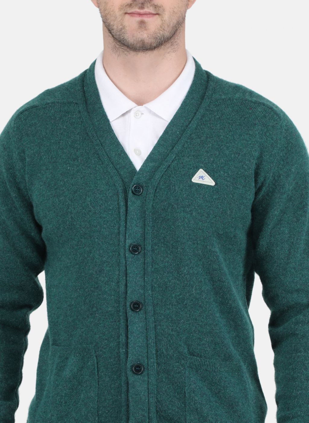 Men Green Solid Cardigan