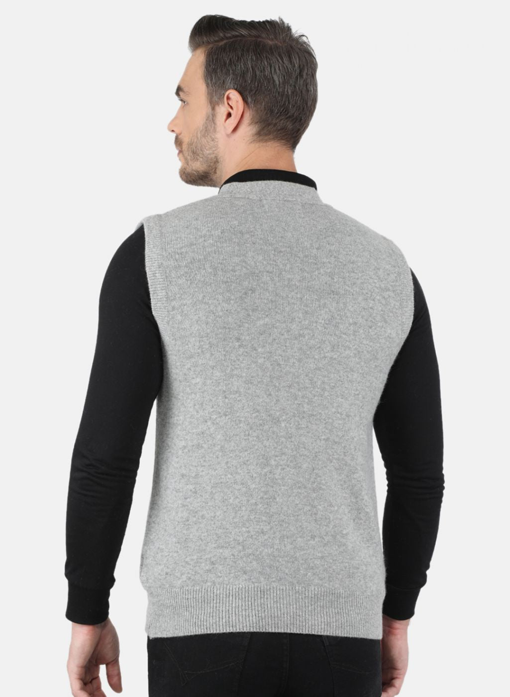 Men Grey Solid Cardigan