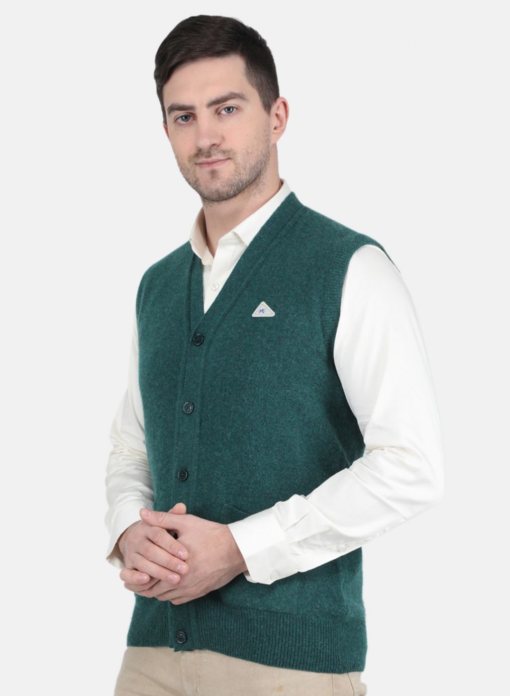 Men Green Solid Cardigan