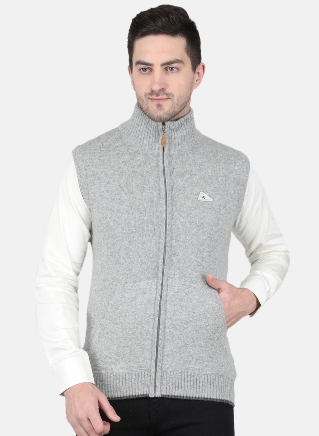 Men Grey Solid Sweater