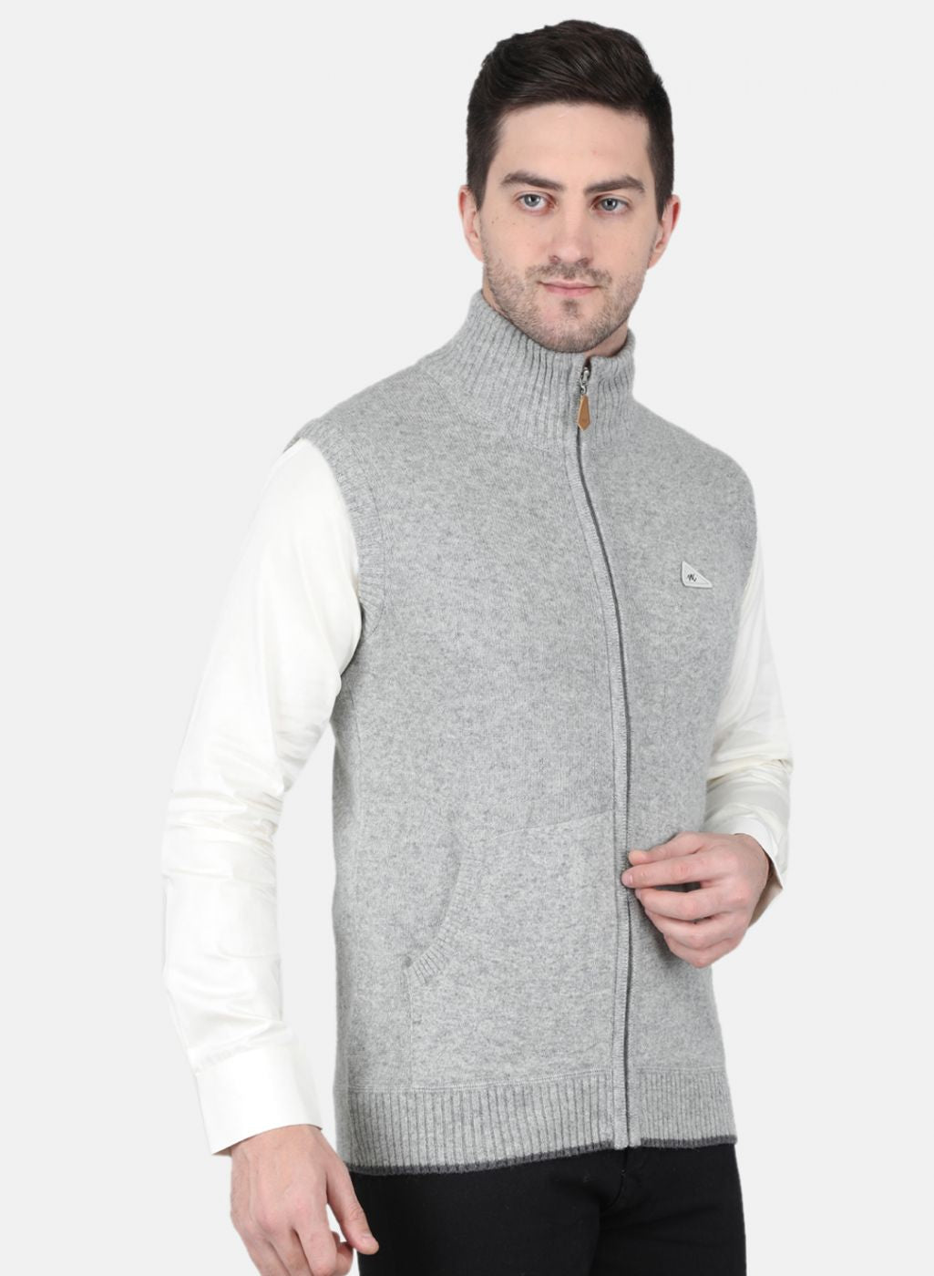 Men Grey Solid Sweater