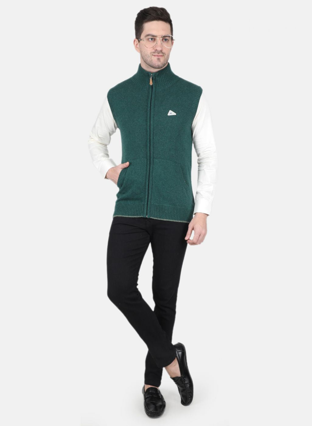 Men Green Solid Sweater