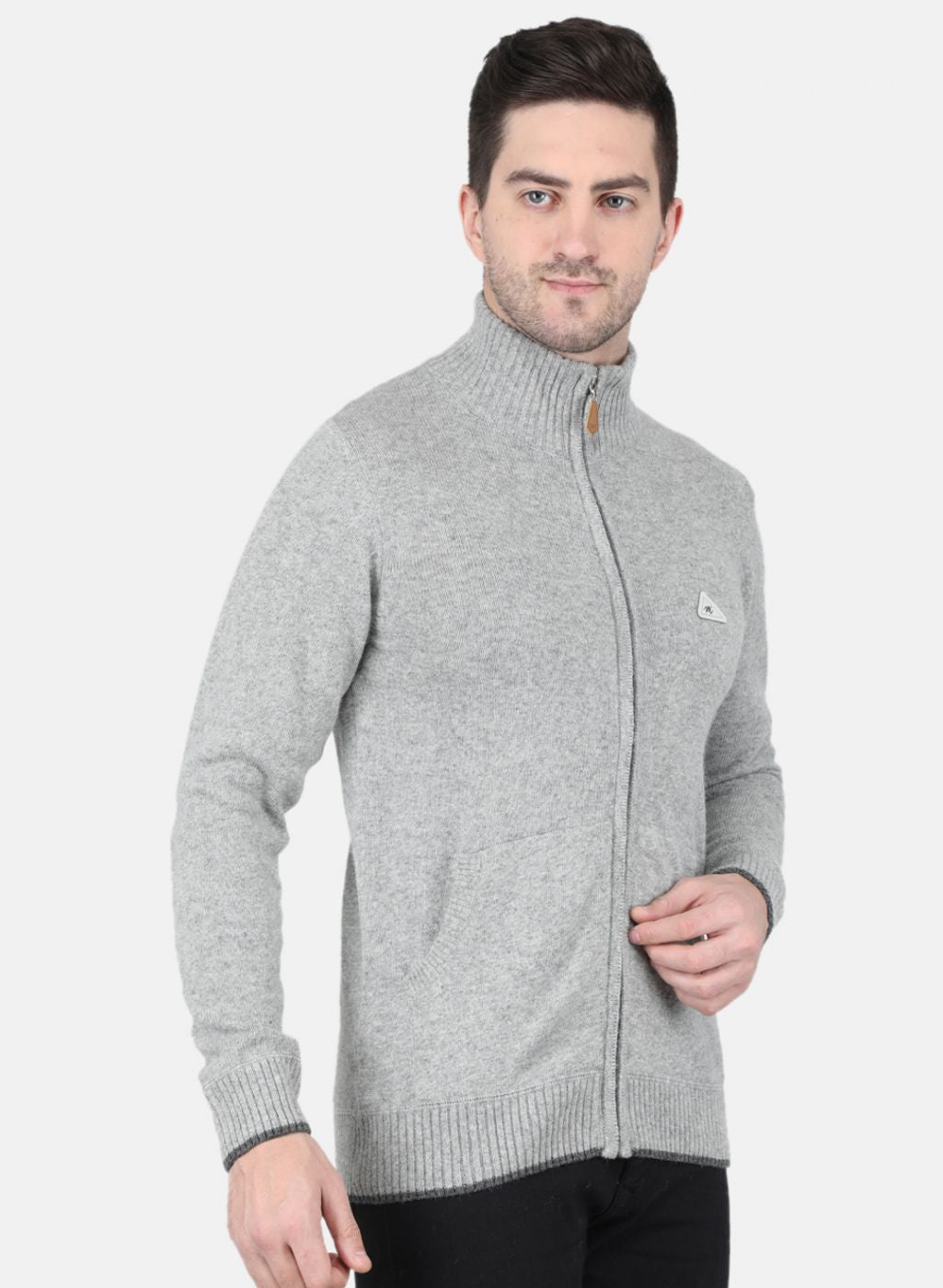 Men Grey Solid Pullover