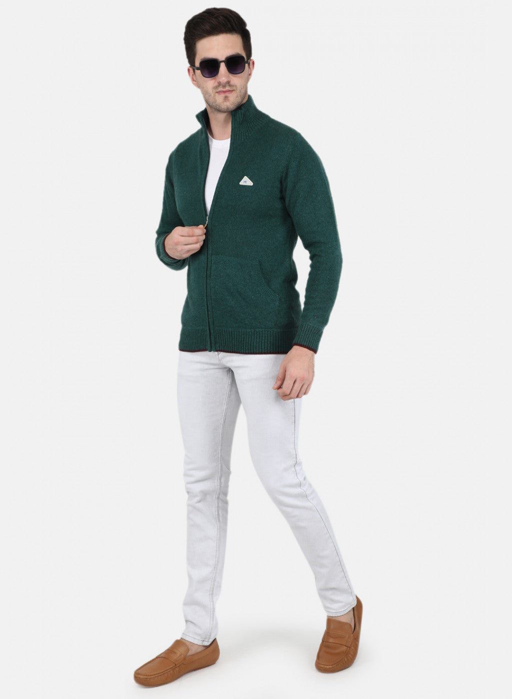 Men Green Solid Pullover