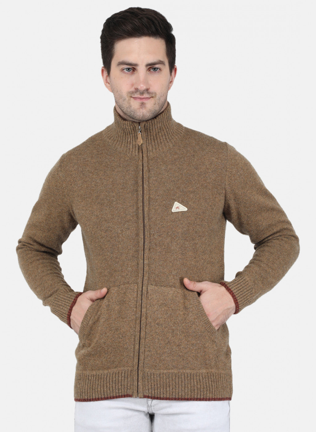 Men Brown Solid Pullover