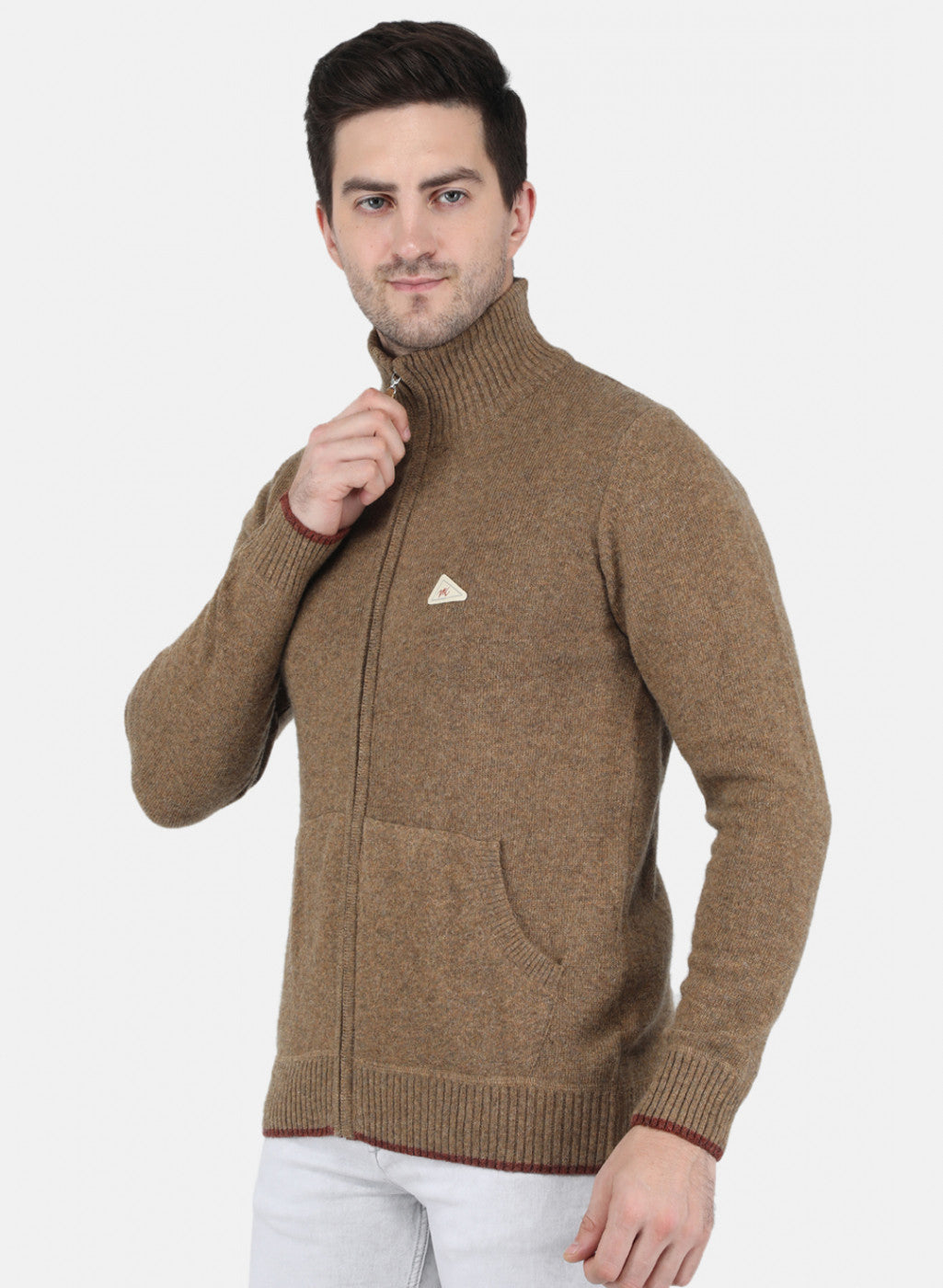 Men Brown Solid Pullover