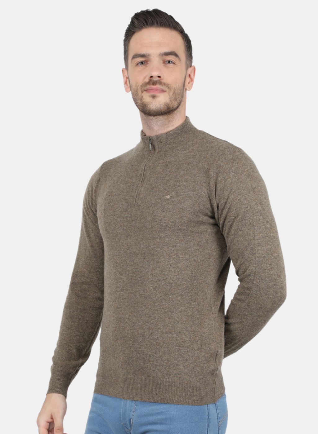 Men Brown Solid Pullover