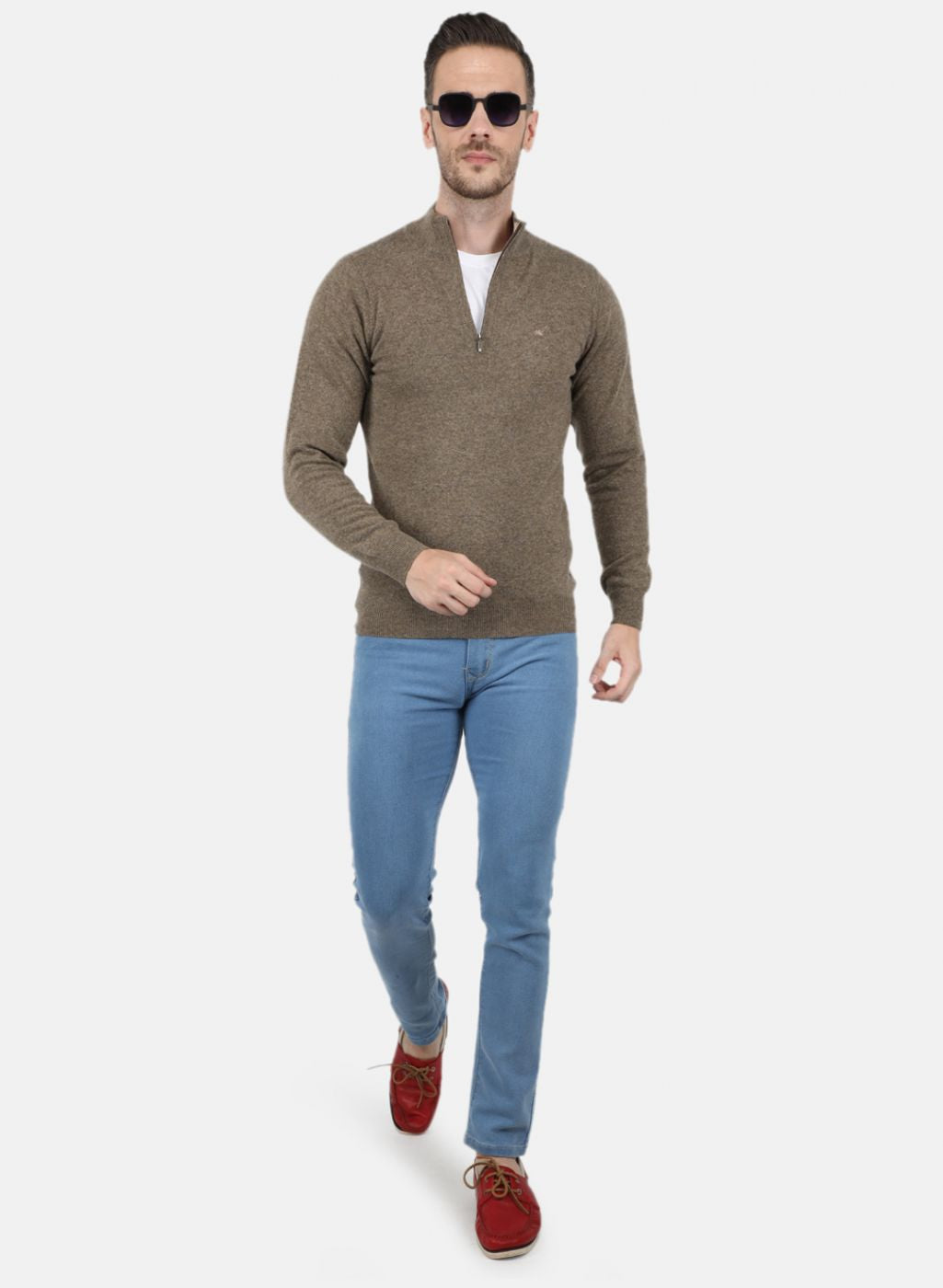 Men Brown Solid Pullover