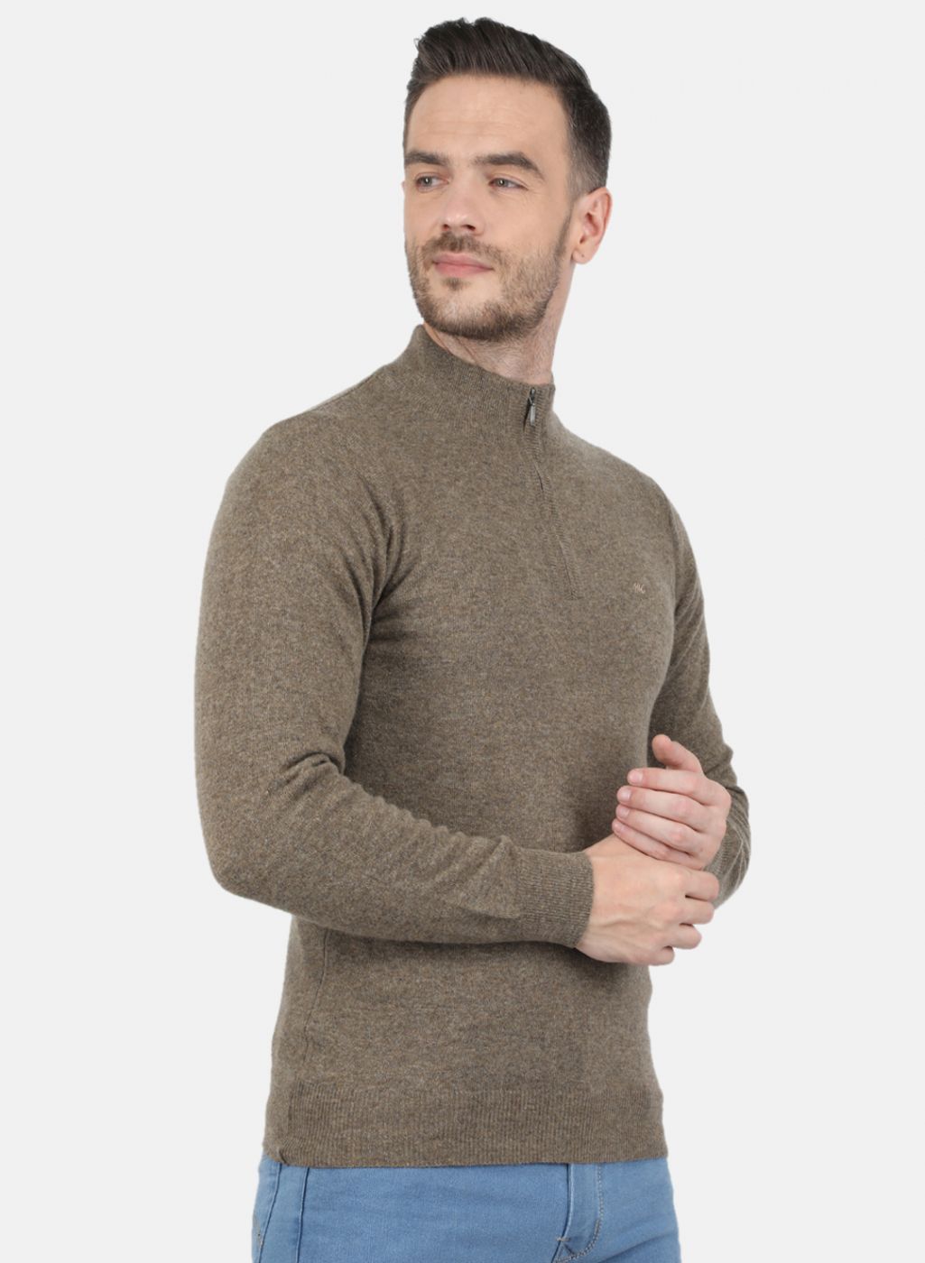Men Brown Solid Pullover