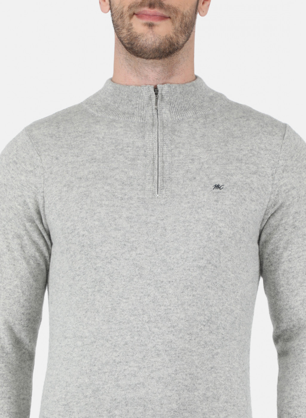 Men Grey Solid Pullover