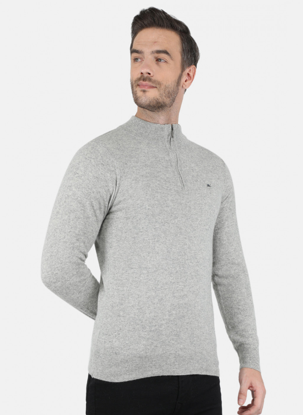 Men Grey Solid Pullover