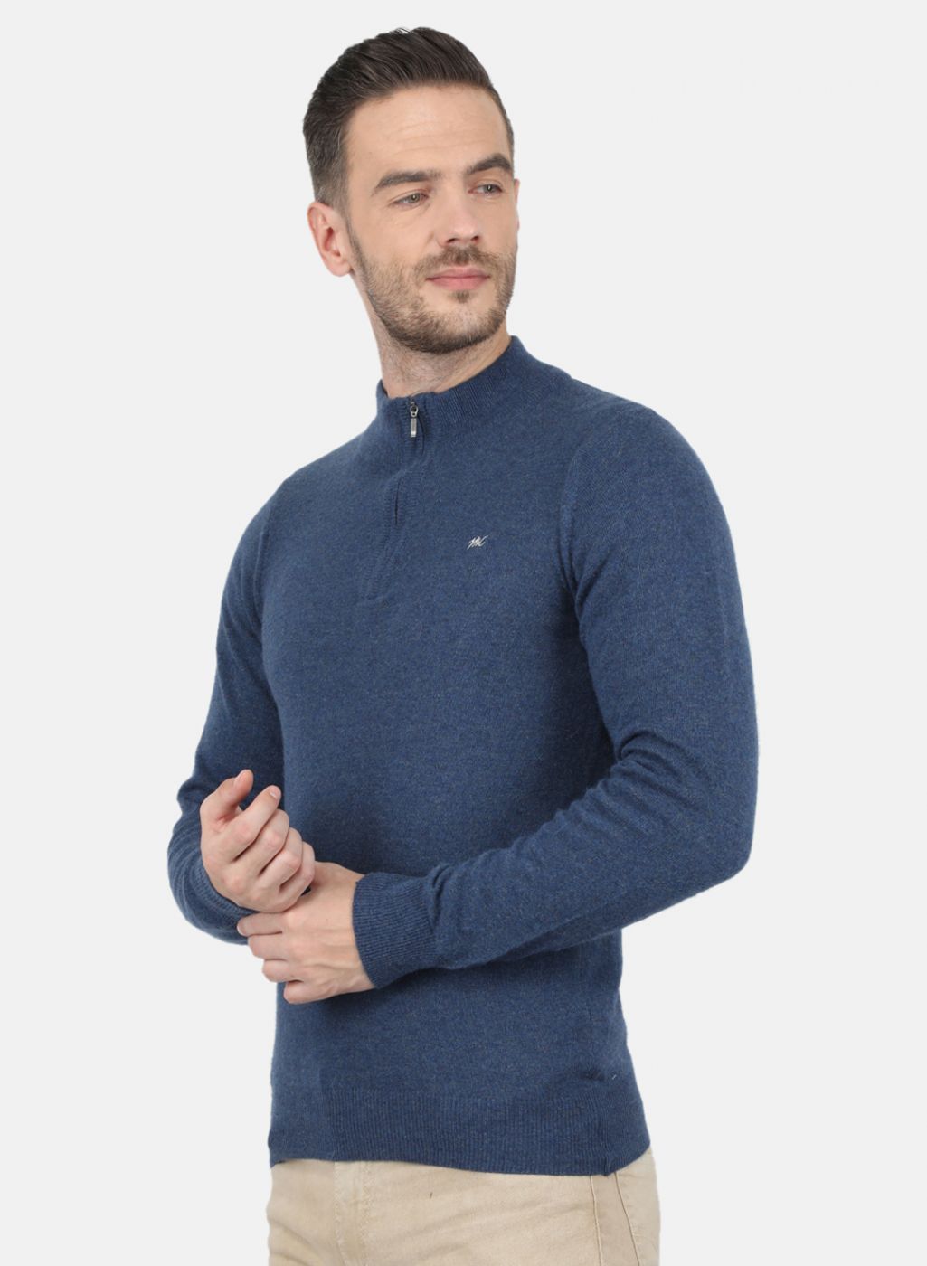 Men Blue Solid Pullover