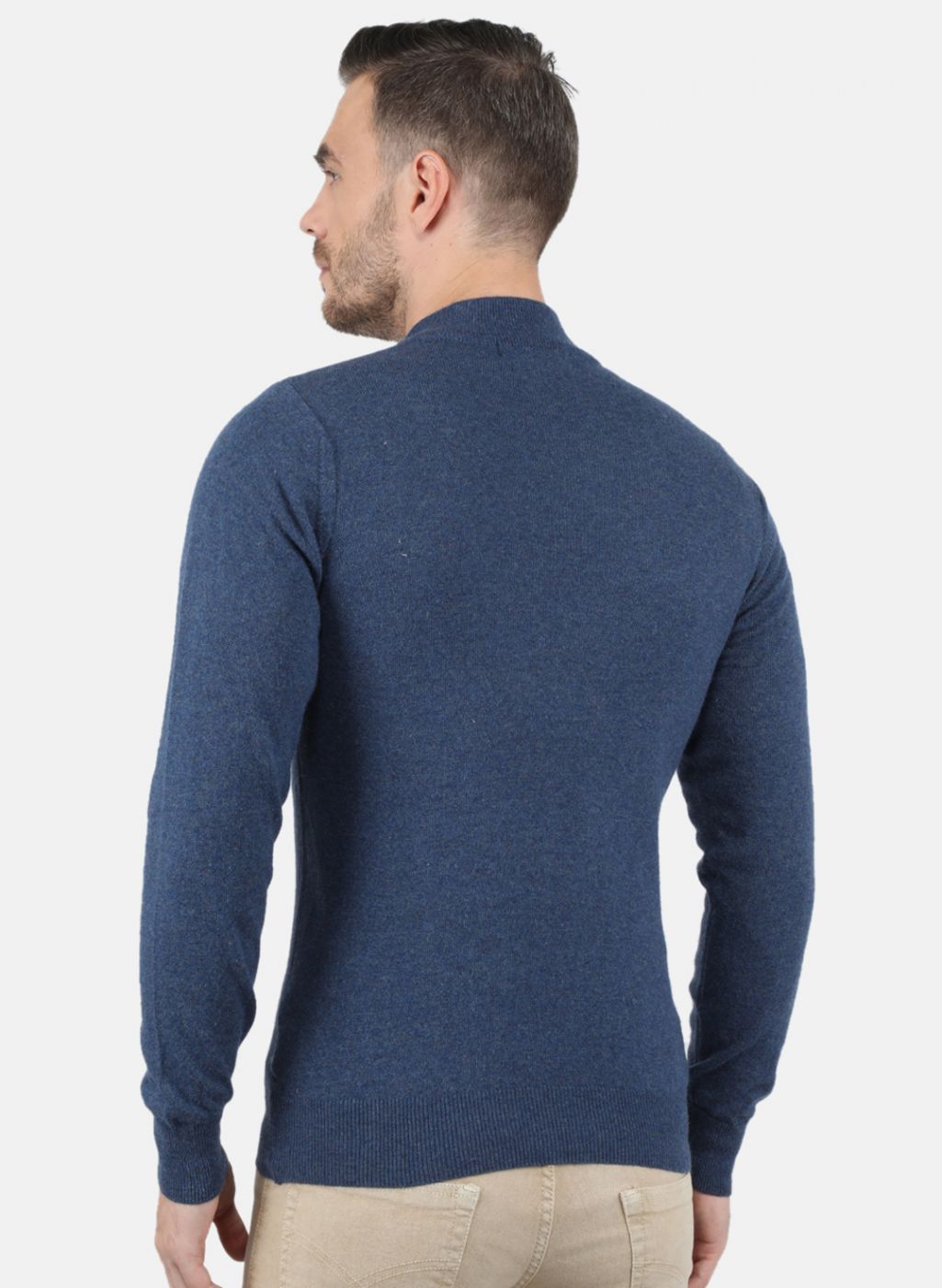 Men Blue Solid Pullover