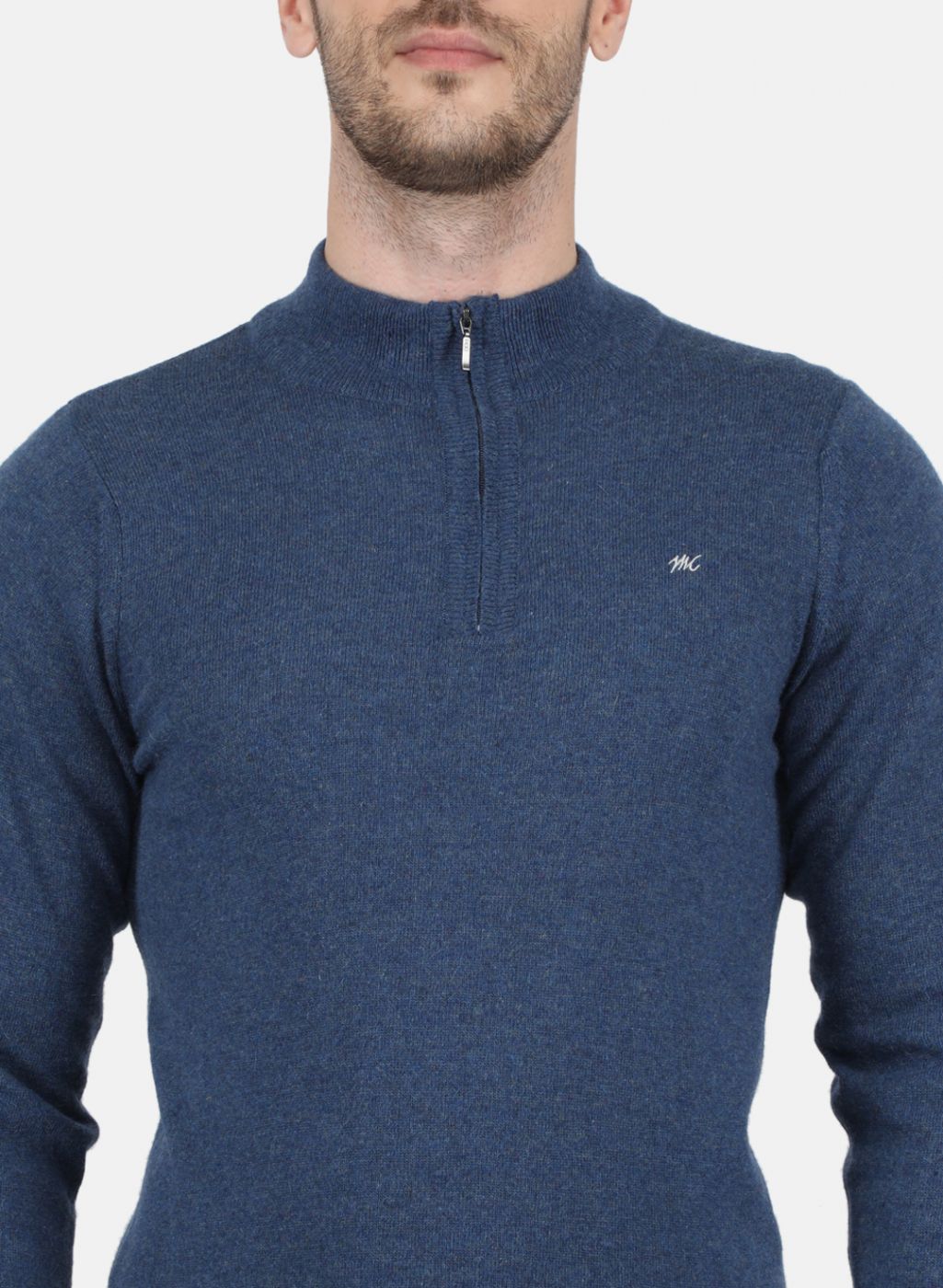 Men Blue Solid Pullover