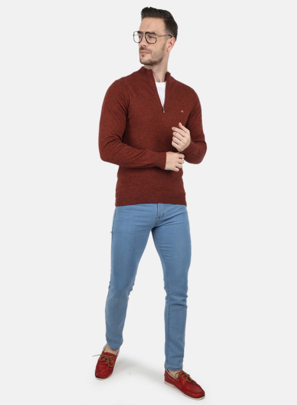 Men Brown Solid Pullover