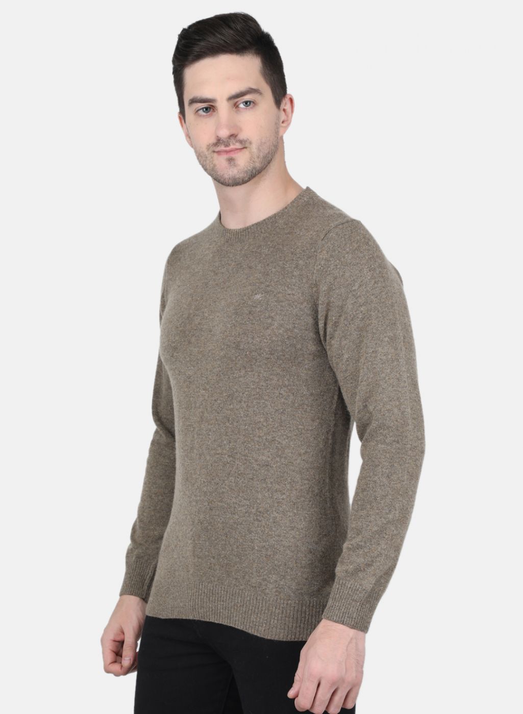 Men Brown Solid Pullover