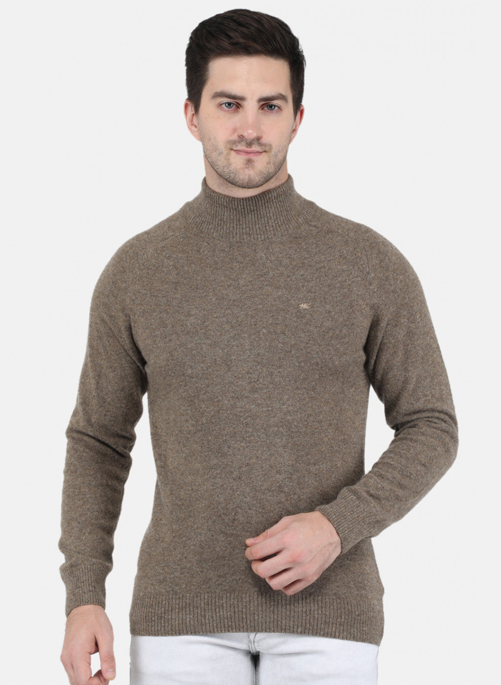 Men Brown Solid Pullover