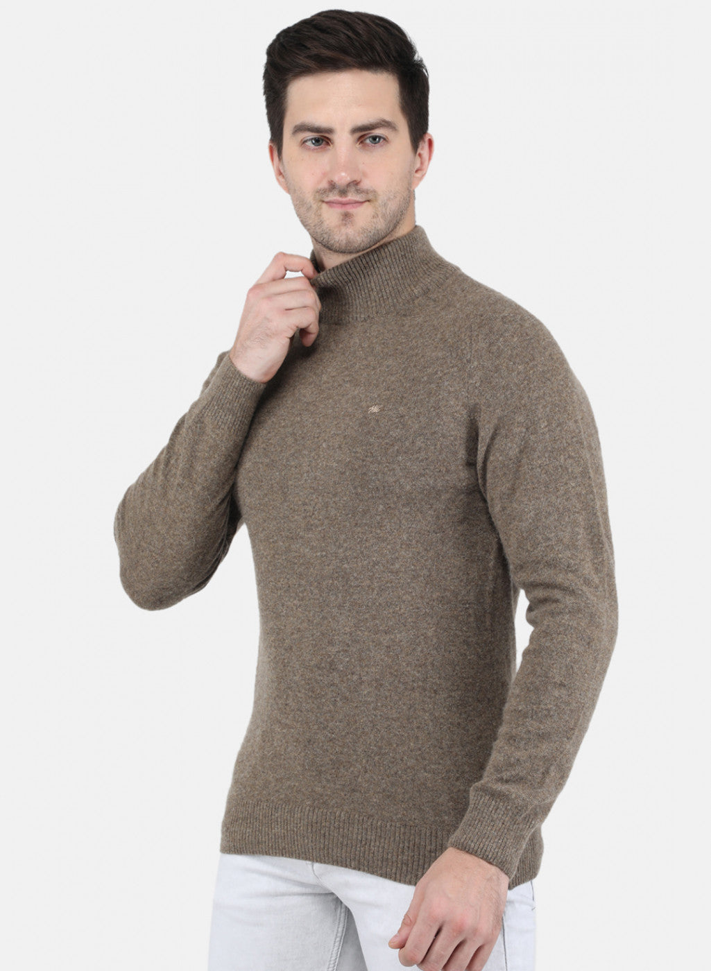 Men Brown Solid Pullover