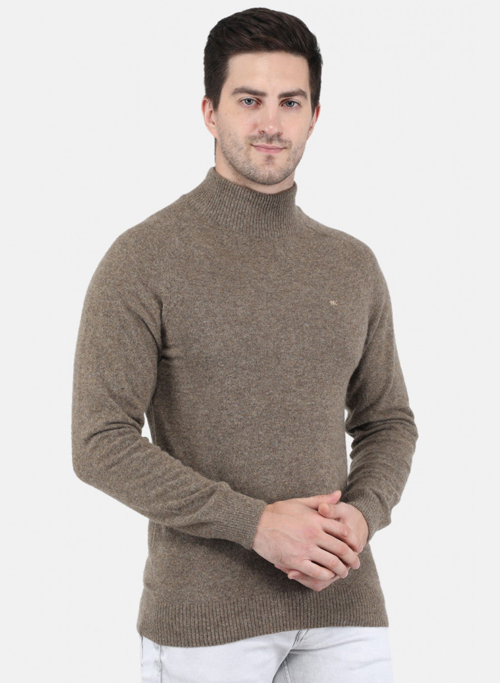 Men Brown Solid Pullover
