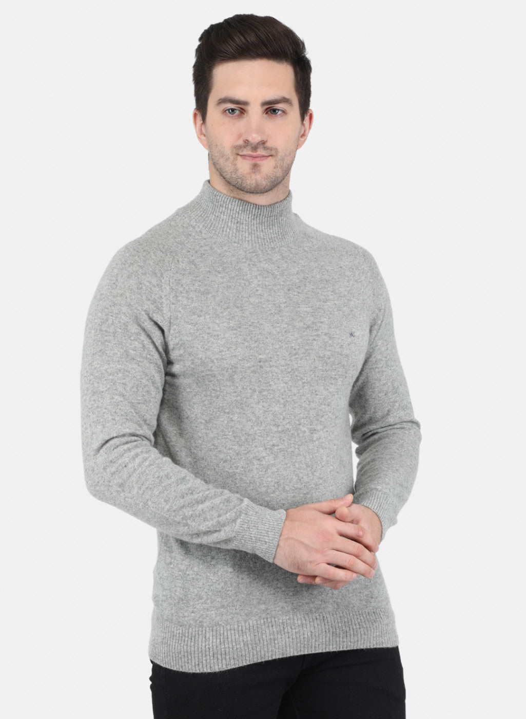 Men Grey Solid Pullover
