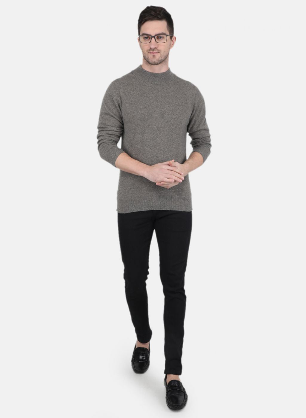 Men Grey Solid Pullover