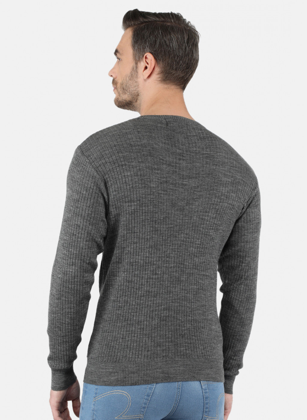 Men Dark Grey Solid Pullover