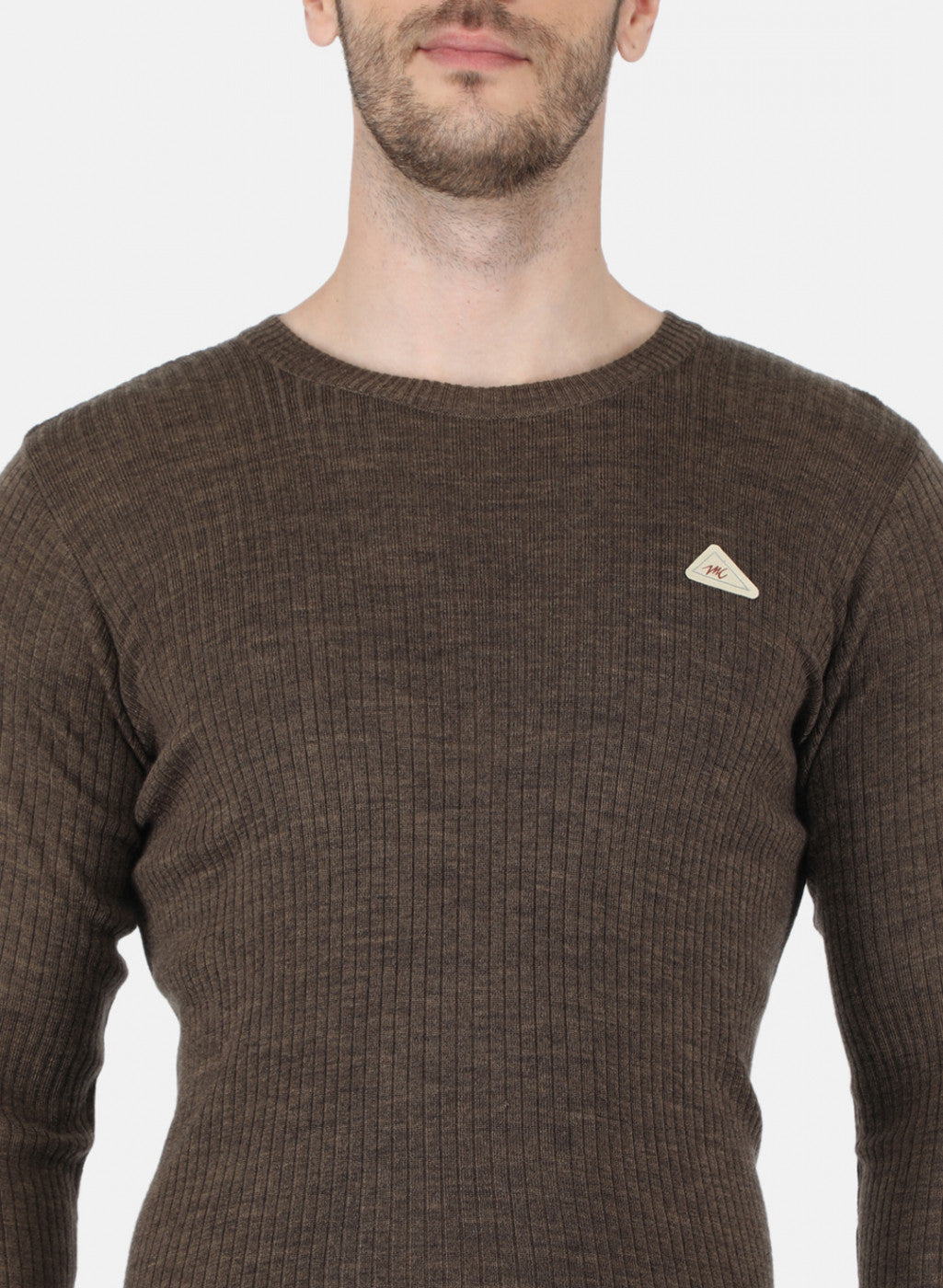 Men Brown Solid Pullover
