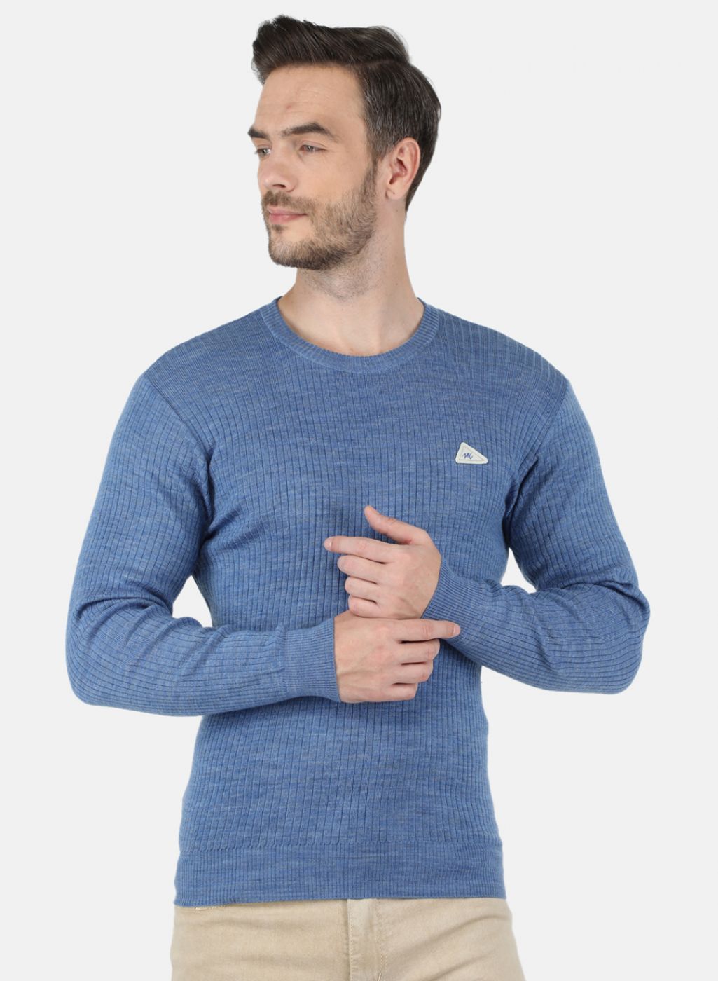 Men Blue Solid Pullover