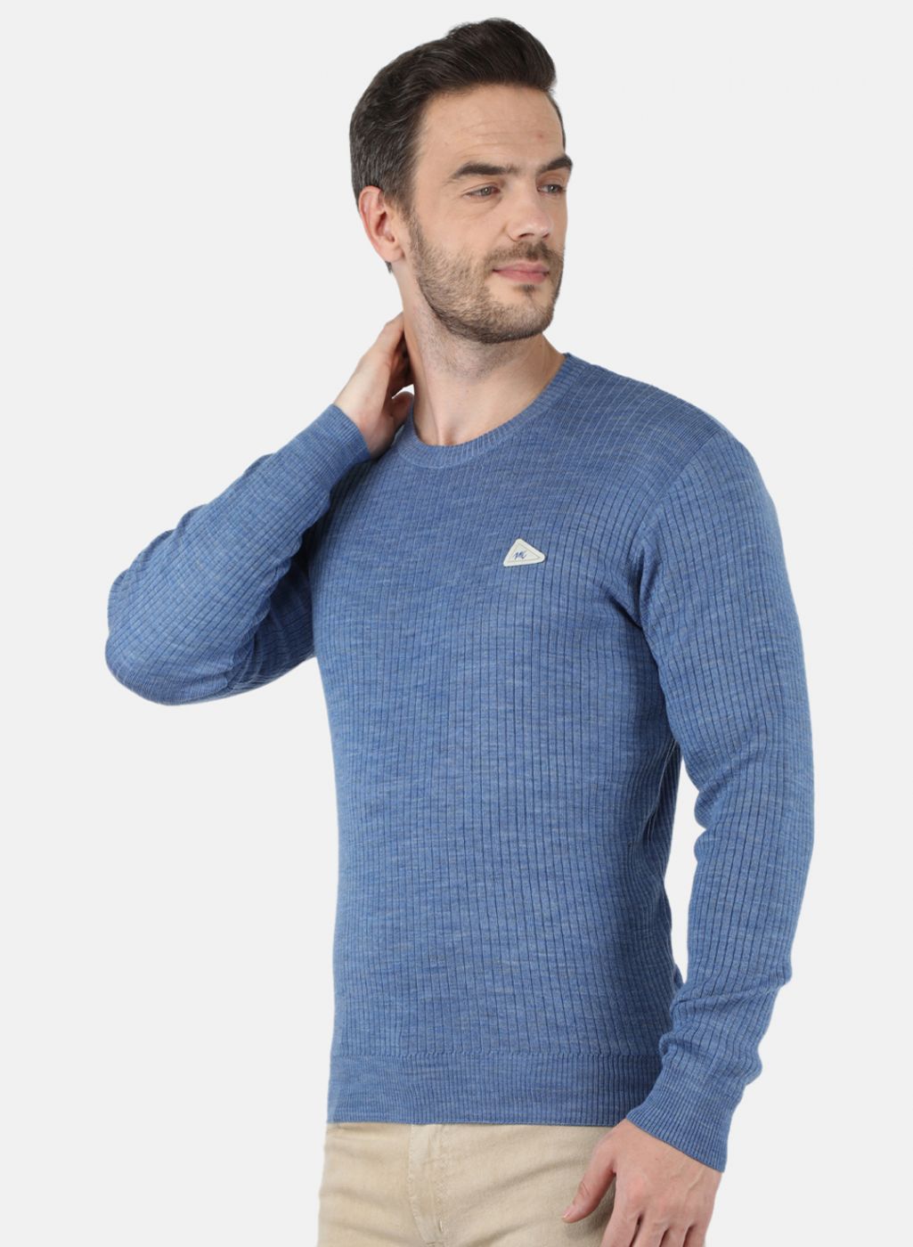 Men Blue Solid Pullover