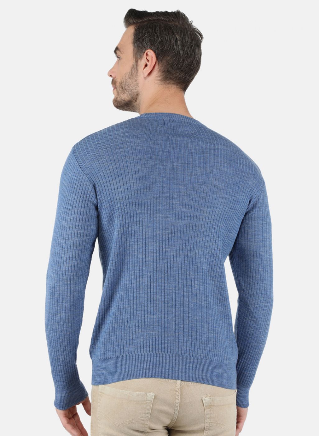 Men Blue Solid Pullover