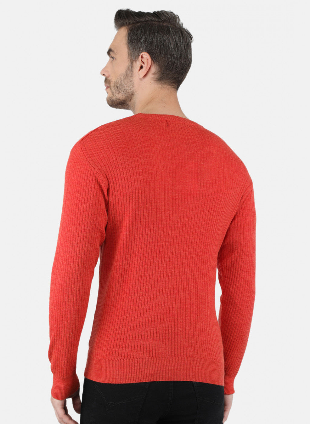 Men Orange Solid Pullover