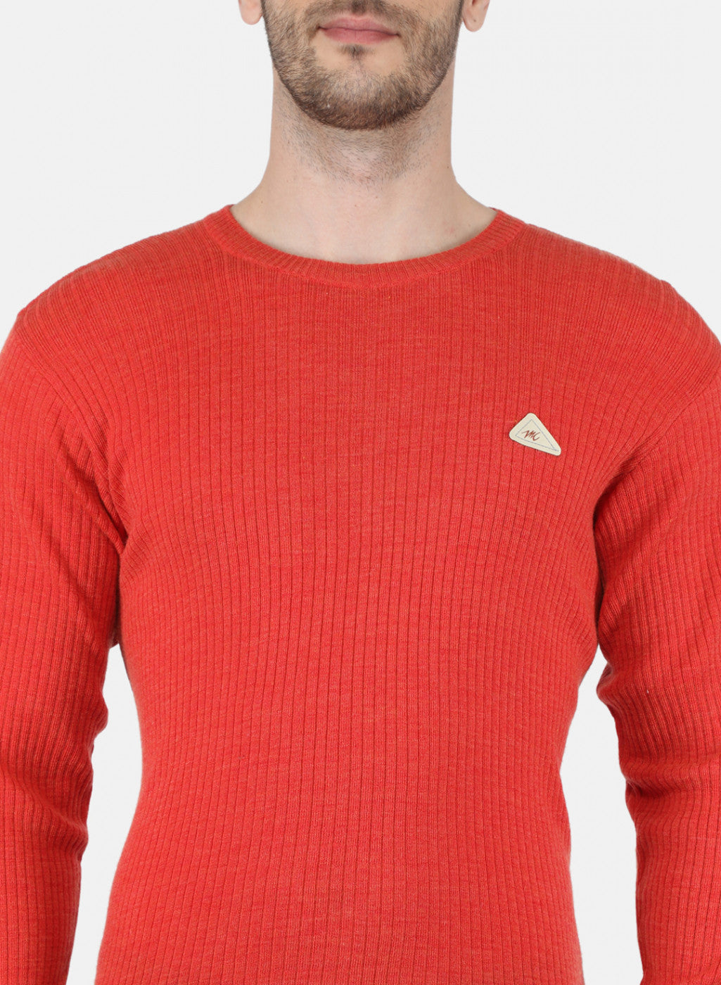 Men Orange Solid Pullover