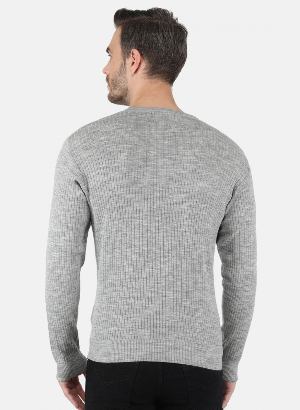 Men Grey Solid Pullover