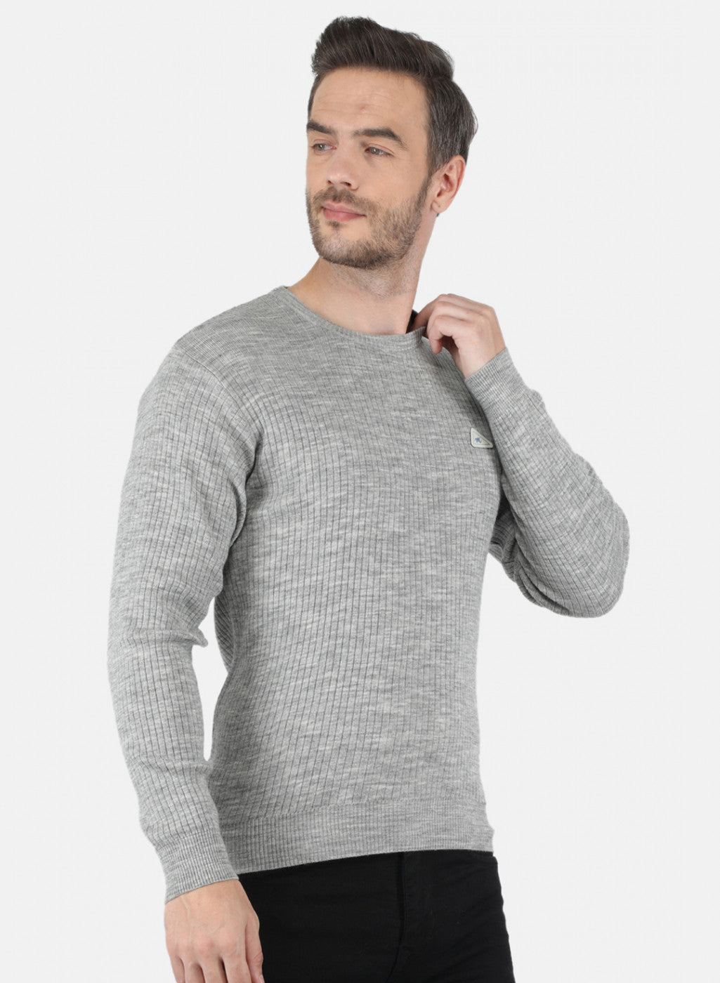 Men Grey Solid Pullover