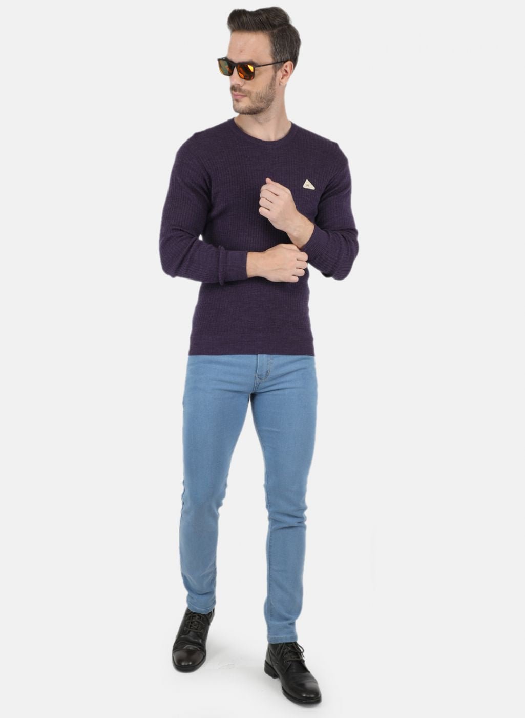Men Purple Solid Pullover