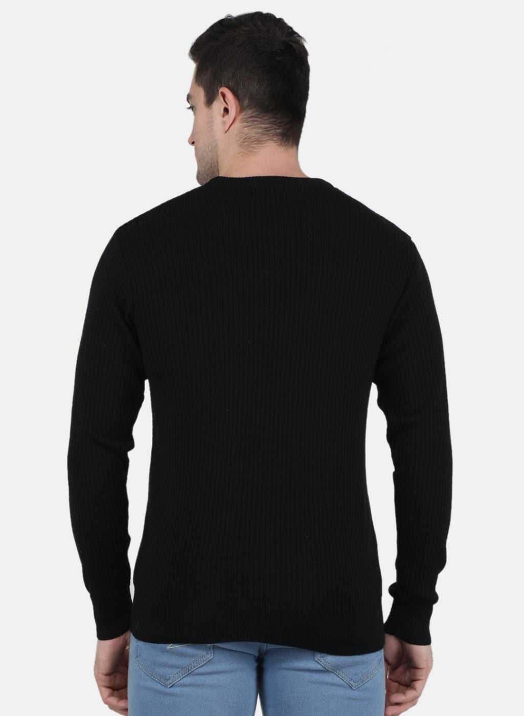 Men Black Solid Pullover