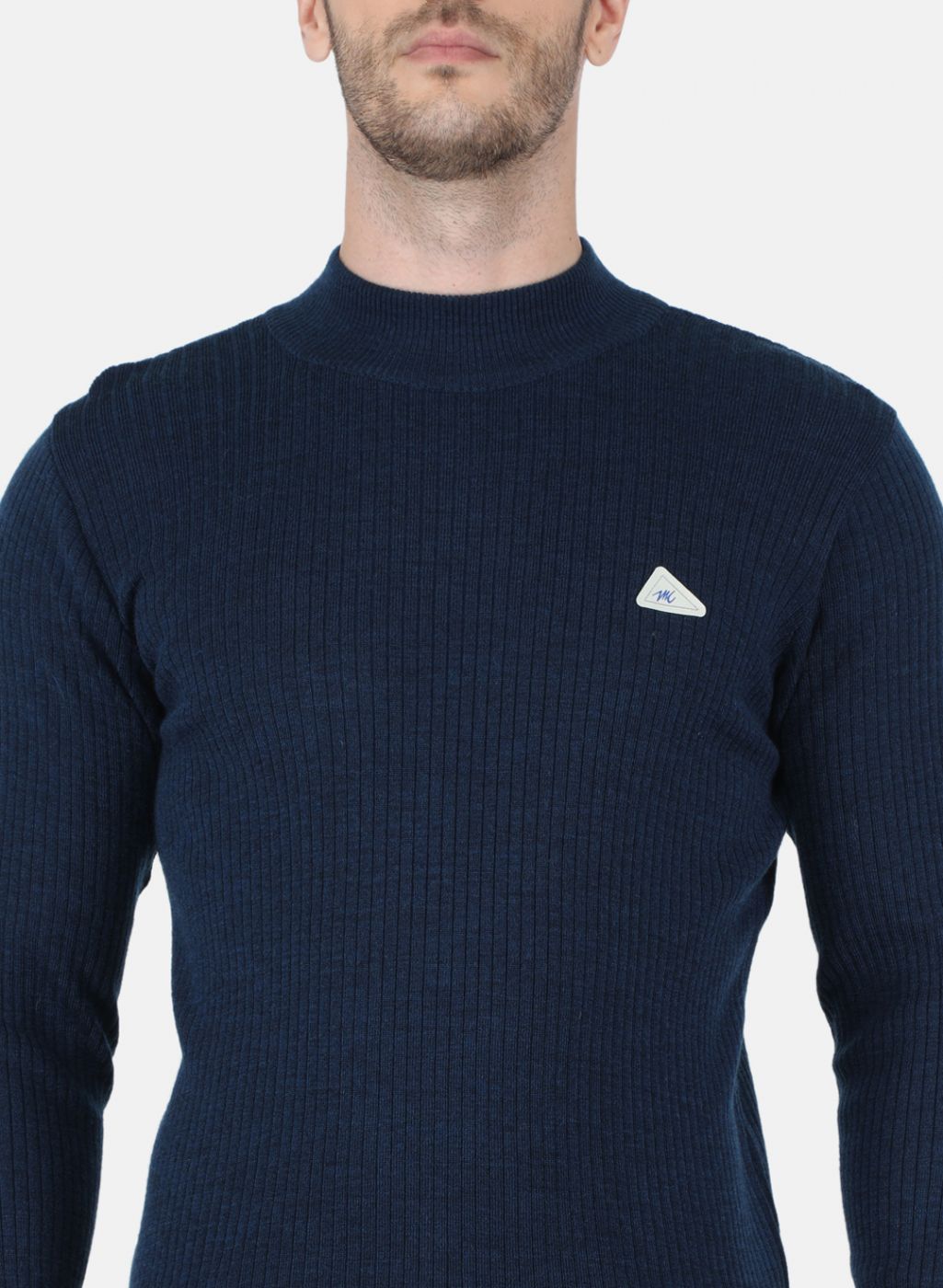 Men NAvy Blue Solid Pullover