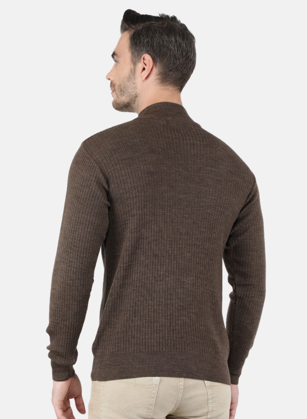 Men Brown Solid Pullover