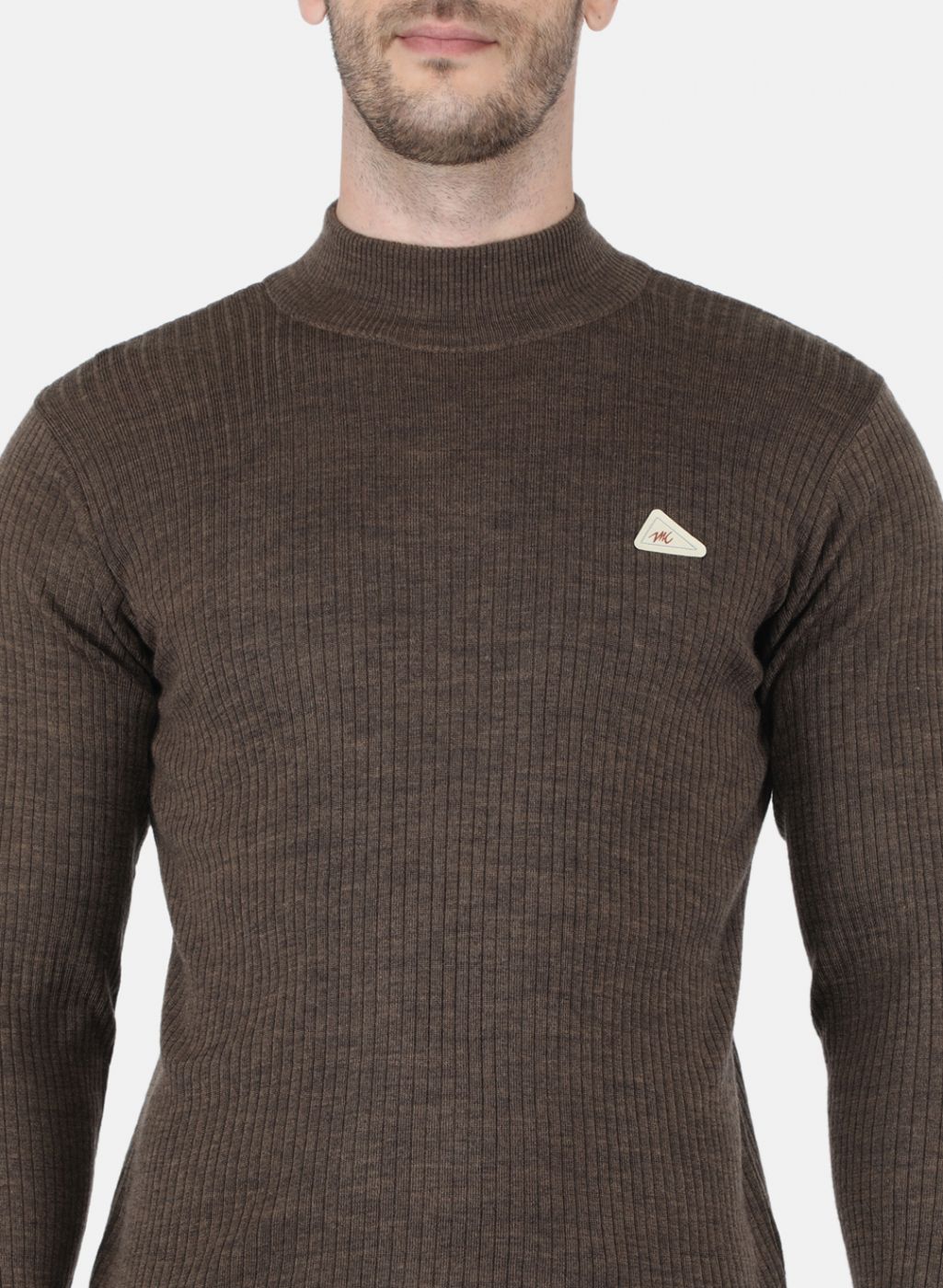 Men Brown Solid Pullover