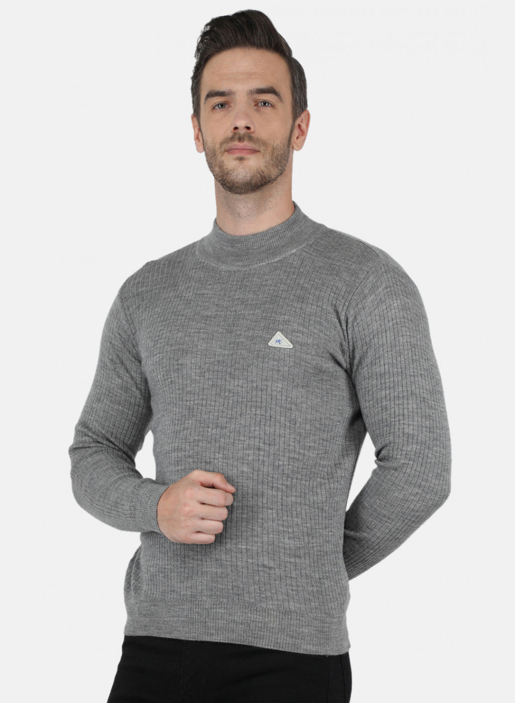 Men Grey Solid Pullover