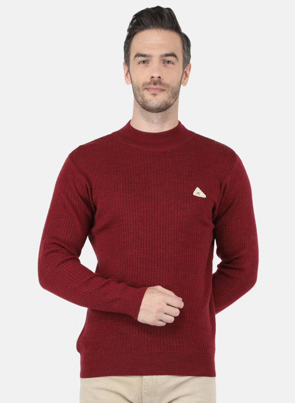 Men Maroon Solid Pullover