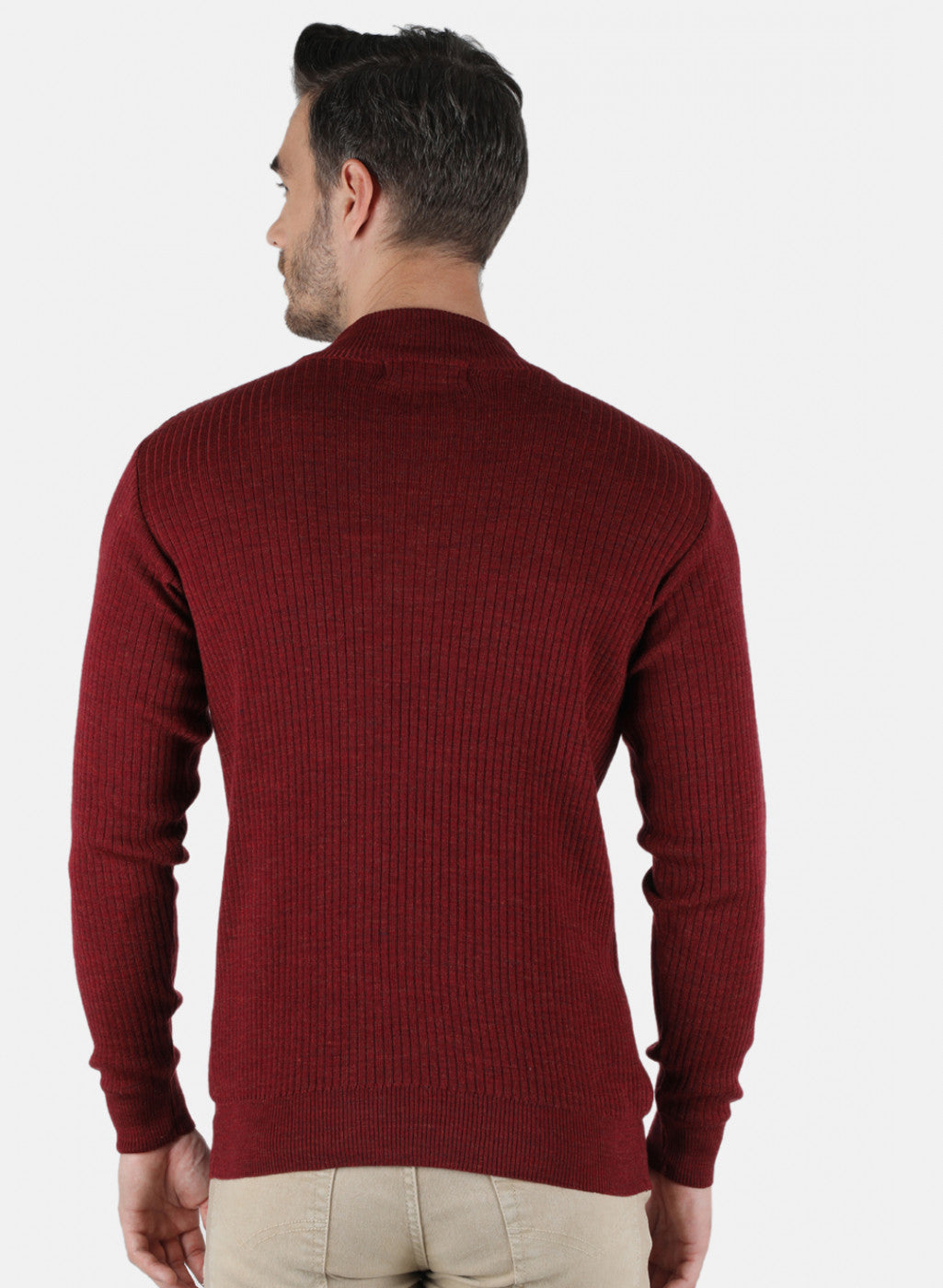 Men Maroon Solid Pullover