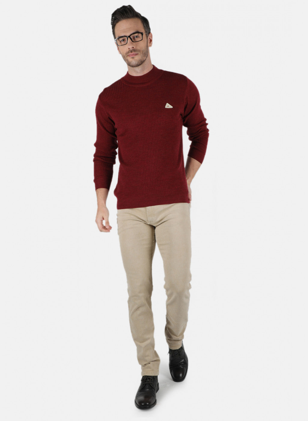 Men Maroon Solid Pullover